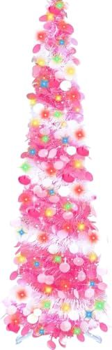 WINOK 5 FT Collapsible Artificial Christmas Tree with 100 Lights