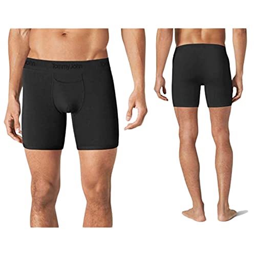 Tommy John Men's Second Skin Mid Length Boxer Briefs - 3 Pack - No Ride-Up Comfortable Breathable Underwear For Men (Black, Large) #TOP1