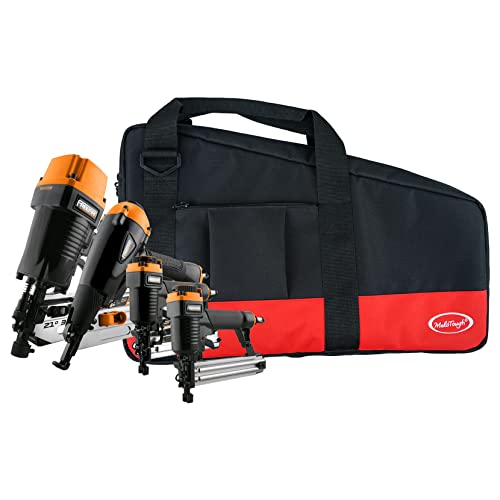 Image of MELOTOUGH Heavy Duty Framing Nail Gun Tool Bag with Extra Storage Pockets Shoulder Strap Fits Hitachi NR83A（Red）