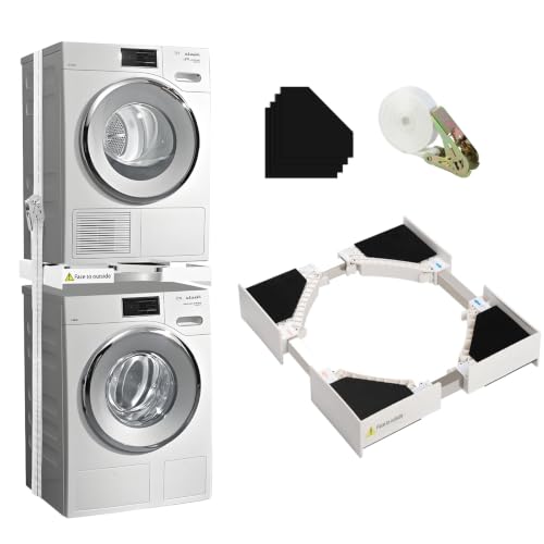Universal Washer Dryer Stacking Kit for 24-29 Inch Front Load Machines with Adjustable Frame and Ratchet Straps - Stack Washer and Dryer to Save Space