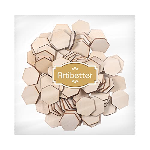 Artibetter 100 Wooden Pieces Hexagon Wood Shape Beech Wood For Diy Arts Craft Project Ready To Paint Or Decorate (25Mm) #TOP5