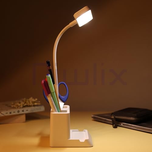 Niwlix Desk Light Lamp for Study Table Lamp for Kids Teens with Pen Phone Holder Mini Gooseneck, College Dorm Room Lighting for Computer Keyboard... - Image 2