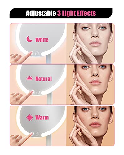 EASEHOLD Rechargeable Lighted Makeup Mirror, Desk Vanity Mirror with 56 LED Lights, 3 Lighting Modes Dimmable 180 Degree Rotation Touch Screen, Light Up Mirror for Travel, Portable Cosmetic Mirror - Thumbnail 3