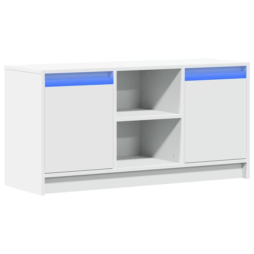 vidaXL Mobile Porta TV con LED Bianco 100x34x50 cm in Truciolato, Mobile TV con luci LED, credenza TV, Mobile dispositivi multimediali, Supporto TV