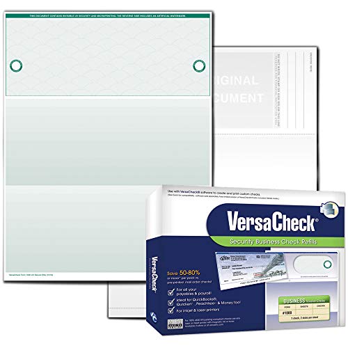 VersaCheck UV Secure Checks - 500 Blank Business Voucher Checks - Green Elite - 500 Sheets Form #1000 - Check on Top