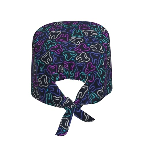 Image of Adjustable Working Cap Breathable Unisex Women Men Elastic Bandage Tie Back Hats Scrub Nursing Doctor Surgeon Cap