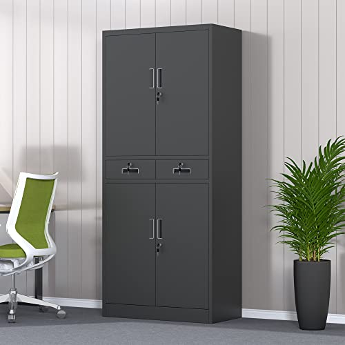 Jinkur Metal Storage Cabinet With Locking Doors And Adjustable Shelves, Lockable Storage Cabinets With Drawers For Home Office Garage Kitchen Pantry (Black) #TOP6