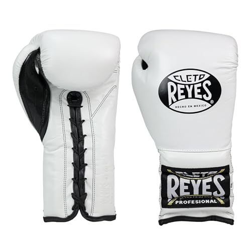CLETO REYES Traditional Professional-Grade Boxing Gloves with Laces for Training, Sparring and Heavy Punching Bags for Men and Women, MMA, Kickboxing, Muay Thai, 16oz, White