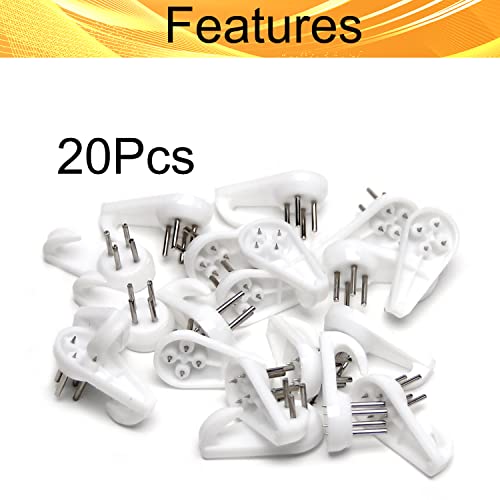 Image of Picture Hangers Ceiling Hooks Professional Photo Frame Hooks Kit with Nails for Hanging Plants Mugs Wind Chimes Utensils White 20PCS