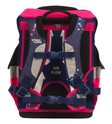 SCHOOL-MOOD - Schulranzen Set Hund, 7-teilig - Timeless Air+ - ergonomischer Schulranzen Jungen & Mädchen - Schultasche für Kinder in der 1. bis 4. Klasse - Leni (Hund)
