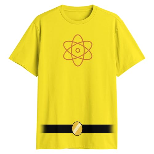 Disney Powerline Goofy Movie Stand Out Costume Atom Logo Adult T-Shirt(Yellow X-Large)