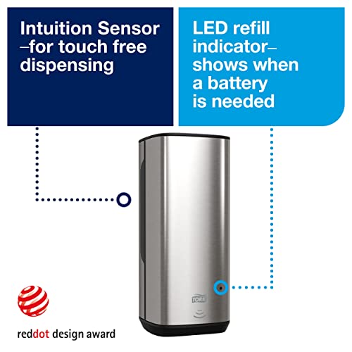 Image of Tork Intuition Sensor Skincare Dispenser Stainless Steel S4, for Hand Soap and Hand Sanitizer, Image Range, 466100 (Pack of 4)