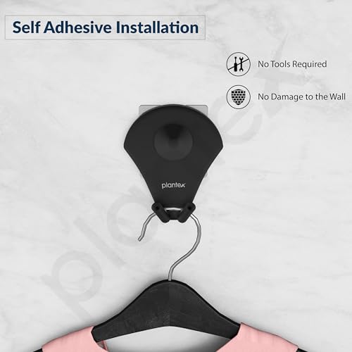 Image of Plantex Royal Stainless Steel Robe Hook for Bathroom /Cloth-Towel Hanger /Napkin Hanger /Bathroom Accessories (Black, Powder Coated)
