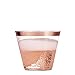 Munfix 100 9 Oz Clear Plastic Cups, Old Fashioned Tumblers, Fancy Disposable Wedding Cups, Elegant Party Cups with Rose Gold Rim