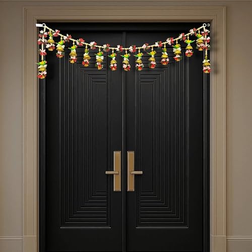 Image of iHandikart Decorative Parrot & Floral Toran for Main Door | 40 Inch, Traditional Bandarwal for Home Entrance & Diwali Decoration Item, Perfect for Diwali & Festive Home Decor and Entrance Decor