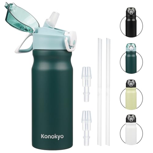 Image of Konokyo 18 oz Insulated Stainless Steel Sports Water Bottle with Straw Lid