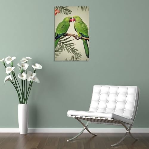 Impression sur toile moderne pour décoration murale maison perroquets olive - 5
