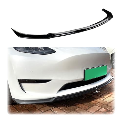 Becquet avant en fibre carbone pour Tesla Model Y : aérodynamisme noir brillant