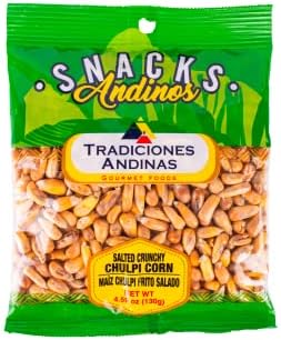 Tradiciones Andinas Salted Crunchy Chulpe Corn 4.59 oz - Snack Chulpi Frito y Salado, Salty Fried, Peruvian Products Ready To Eat, Individual Bags, Producto Peruano, Snacks del Peru