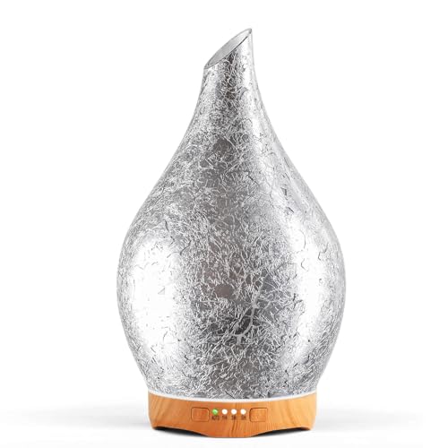 Porseme 280ml Essential Oil Diffuser, 3D Glass Aromatherapy Diffusor, Ultrasonic Cool Mist BPA Free Aroma Humidifier with Timer and Color Changing Function, Waterless Shut-Off for Home Office Room