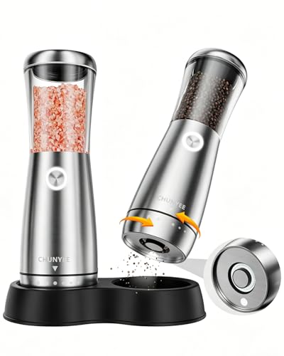 Electric Salt & Pepper Grinder Set with Storage Base