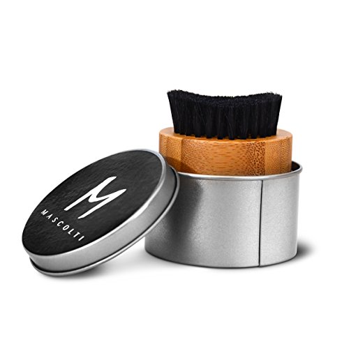 Volaré Premium Boar Hair Beard Brush with Travel Case for Men by Mascolti- Proven Results for a Healthier Beard! 100% Premium Boar Hair Guaranteed! ※Perfect for Use with Beard Oils and Balms! ※