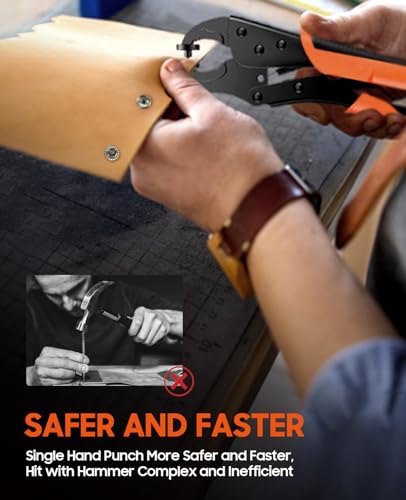 Heavy Duty Snap Fastener Tool Adjustable Vice Grip Snap Setter Tool Includes 40 Sets 15mm Snaps for Boat Cover, Replacing Metal Snaps, Repairing Boat Covers, Canvas, Sewing, Tarps (Orange)