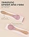 10pcs Bamboo & Silicone Baby Spoons & Forks - First Stage Baby Led Weaning, Chewable Utensils for Self-Feeding, Over 6 Months