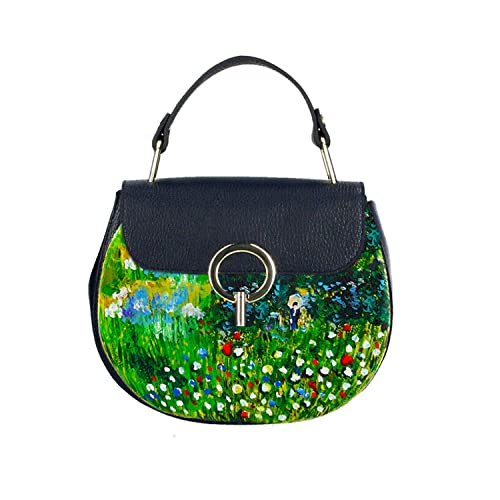 Borsa in pelle dipinta a mano – DONNA CON PARASOLE DI RENOIR - Borse Donna, Borse a Mano, Made in Italy, in Pelle Dipinta, Borsetta con Tracolla, Borsa elegante da sera