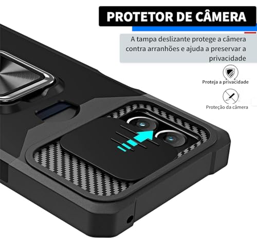 Capa case antichoque para Xiaomi Redmi Note 12 4G Capinha anti impacto com porta cartão, protetor de