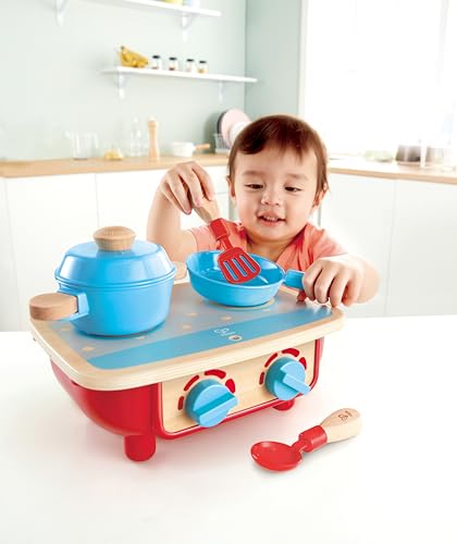 image for Hape Toddler Kitchen Set | Wooden 6 Piece Cooking Set, Pretend Kitchen