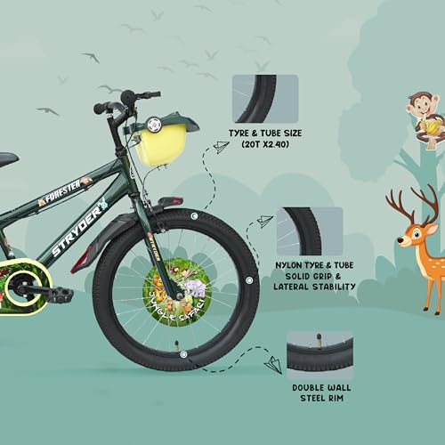 Image of Stryder Forester IC 20-Inch BMX Cycle for Kids | Sturdy Steel Frame | C Brakes | Rigid Suspension | Nylon Tyres | Suitable for Ages 7-13 Years | Forest Green