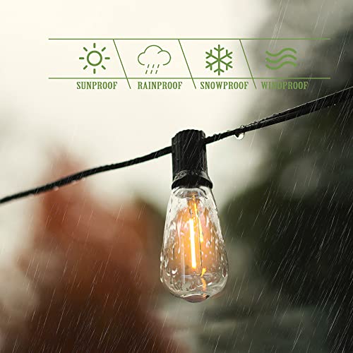 DAMAING Outdoor String Lights 200 FT Waterproof Patio Lights with 102 ST38 Shatterproof LED Bulbs, Dimmable Vintage Edison String Lights for Outside House Backyard Porch Gazebo Party,2-Pack x 100ft by DAMAING - Image 5