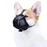 VZU Maulkorb für Hunde, Atmungsaktiv, Reflektierend, Verstellbarer Hundemaulkorb für Kleine Mittelgroße und Große, Verhindert Kauen, Fressen, Beißen, Mesh Haustiermaske(Schwarz, S) (S)