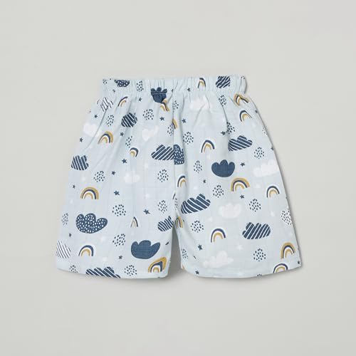 Image of The Boo Boo Club Muslin GOTS Certified Organic Cotton Short for Boys | Multi Colour Combo Pack | Colour Muslin Shorts | Pack of 4 Shorts | Summer Wear | Multi Print | Animal & Fruit Print