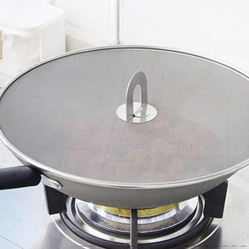 Affidabile schermo per friggitrice in acciaio inox, protezione per coperchio padella con protezione a rete (33 cm)