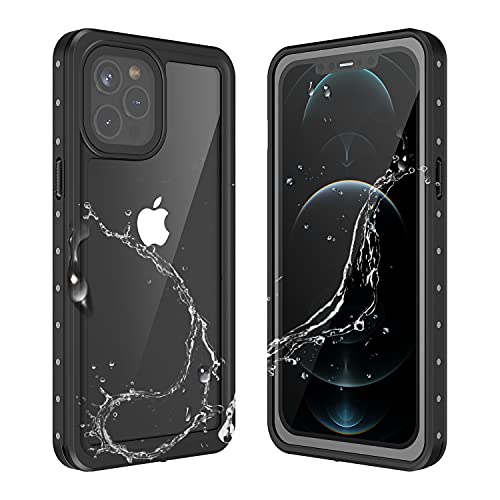 MixMart iPhone 6/6s Plus Waterproof Case IP68 Certified with Screen Protector Built in Full Body Protective Clear Case Shockproof Touch ID (Black)