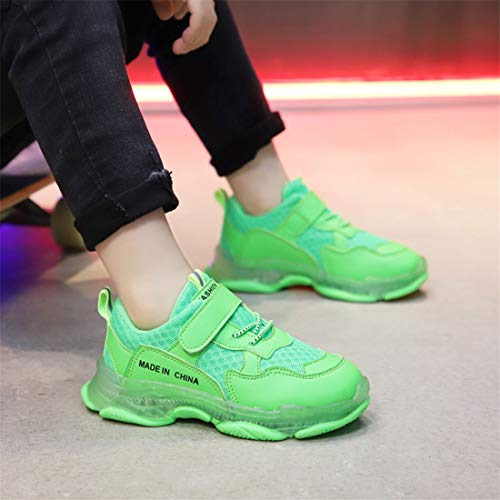 Children's Kids Baby Candy Colors Letter Mesh Ventilation Athletic Running Shoes Led Luminous Lightweight Breathable Sneakers Girls Boys (Green, 3-3.5Years) #TOP3
