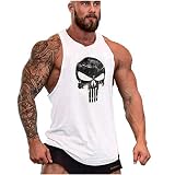 YeeHoo Men's Skull Gym Cotton Tank Tops Muscle Bodybuilding Stringer Vest Sleeveless Weight-Training