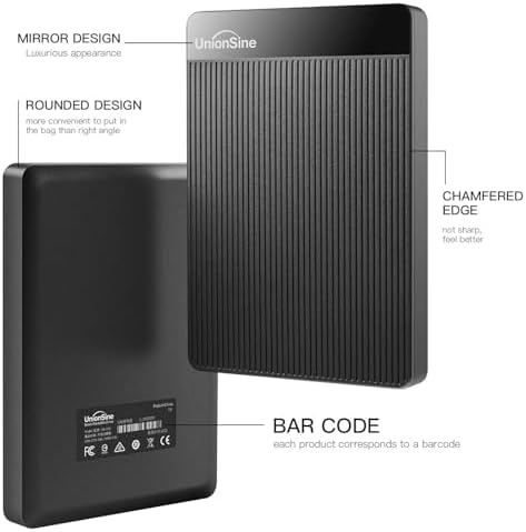 UnionSine External Hard Drive 500GB Ultra Slim Portable Hard Drive USB 3.0 HDD Storage Compatible for PC,Mac, Laptop, Xbox, Xbox one, PS4(Black) - View 4