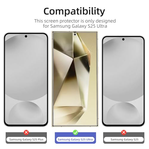 NEW'C Tempered Glass Screen Protector for Samsung Galaxy S25 ultra, Scratch-Free, 9H Hardness, HD Screen Protector, Clear, Ultra Resistant, Pack of 3