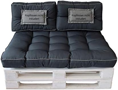 LILENO HOME Zestaw poduszek na palety antracytowe i zielone, dekoracyjne poduszki na palety 22 x 35 cm, poduszki na meble z palet, do użytku na zewnątrz, jako poduszka do siedzenia na meble z palet