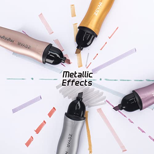 Zeyar Aesthetic Highlighter Pen, Mystic Gems Colors, Chisel Tip Marker Pen, Water Based, No Bleed Dry Fast Easy To Hold, For Study Notes School Office (4 Noble Colors) #TOP2