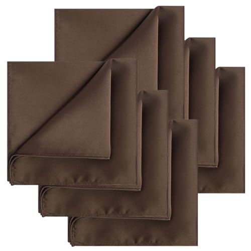 Image of KissTies 6PCS Satin Pocket Square Plain Color Handkerchief Gift Set