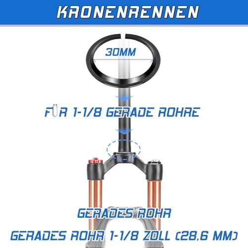 1-1/8 Fahrrad-Steuersatz MTB Gewindefrei 34 44 44-55 44-56 mm, gerades konisches Rohr Mountainbikes Rennrad Doppelt abgedichtete Lager Steuersätze, für Rahmen Gabel-Expander-Stopfen Sternmutter