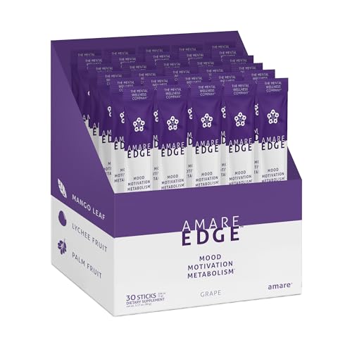 Image of Amare Edge Plant Based Nootropic Powder Drink for Endurance and Motivation, Grape, 30 Servings