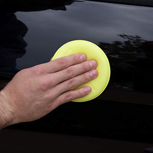 Viking Foam Wax Applicator Pads And Cleaning Pads, Soft Car Detailing Sponges, Yellow, 4.25 In. Diameter, 6 Pack #TOP3