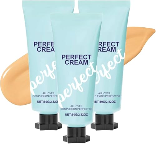 Crema Correctora Perfeccionadora de Base, Resistente Al Agua, de Larga Duración, Tono Uniforme, Crema Perfeccionadora de Cutis, Corrector Hidratante de Cobertura Total (80 Ml, 3 Unidades)