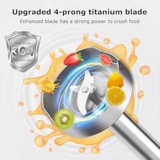 Bonsenkitchen Hand Blender, Immersion Blender with 2 Mixing Speed, Electric Handheld Mixer Portable Stick Mixer with Stainless Steel Blades for Soup, Smoothie, Puree, Baby Food