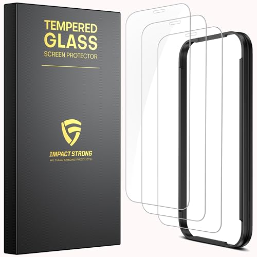 ImpactStrong Shatterproof Tempered Glass Screen Protector for iPhone 11 Pro/iPhone XS/iPhone X [Easy Installation Frame] [Bubble Free] [9H Hardness] [Full Coverage] Case Friendly, 5.8 Inch - (3-Pack)